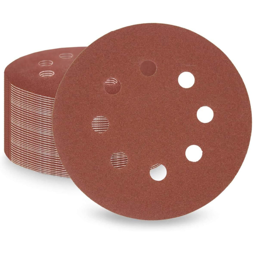 Hook And Loop Adhesive Sanding Discs 5 Inch, Anti-Static 8 Hole Abrasive Pads For Orbital Sander, Open-Coat Aluminum Oxide Grain Discs For Polishing 9128293644167