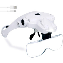 Vizier cu lupă iluminată cu LED, moduri de purtare cu bandă dublă, design cu lentile interschimbabile pentru lupe iluminate hands-free, flexibil
