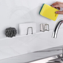 Suporte adesivo para esponja, em aço inoxidável, resistente à ferrugem e à água, com secagem rápida, ideal para acessórios de cozinha. Design
