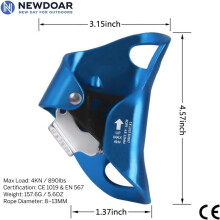 Ascendedor de seguridad para escalada, dispositivo de protección de seguridad autobloqueante con sistema de agarre para todo terreno y mecanismo de