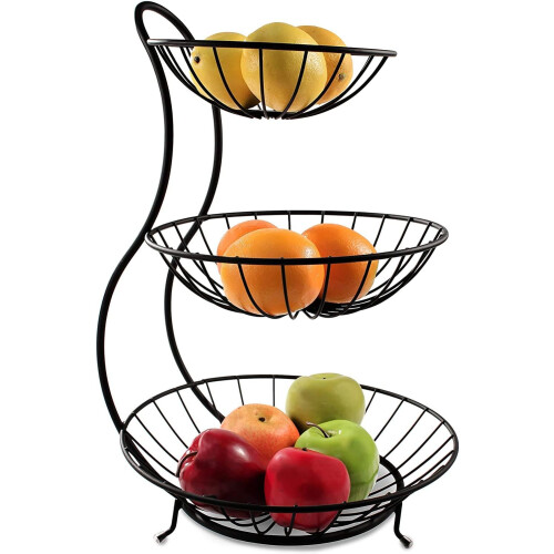 Rustic Design Wire Basket with Breathable Storage, Convenient Countertop Storage for Healthy Snacking, Chic Minimalist Storage Solution for Kitchens