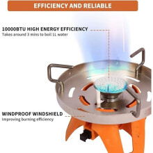 Brûleur à réglage progressif de la chaleur, réchaud de camping portable au propane avec allumage piézo, coupe-vent, pour la randonnée et le