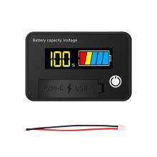 8-30V LCD Digital Bateria Voltímetro Indicador de Capacidade Bateria de Ácido Lítio Testador de Voltagem Medidor Ferramenta TipoC Saída,B