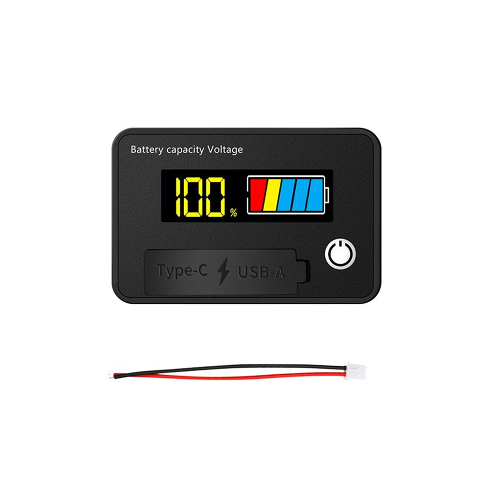 8-30V Lcd Digital Battery Voltmeter Capacity Indicator Lithium Acid Battery Voltage Tester Meter Tool Typec Output,B 6032356896314