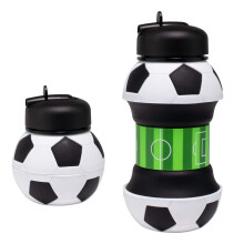 Leak Proof Drinking Spout Water Bottle with Durable Construction, Collapsible Design Silicone Sports Bottle with Carrying Clip, Squeezable Ball