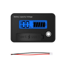 8-30V LCD Digital Battery Voltmeter Capacity Indicator Lithium Acid Battery Voltage Tester Meter Tool TypeC Output,D