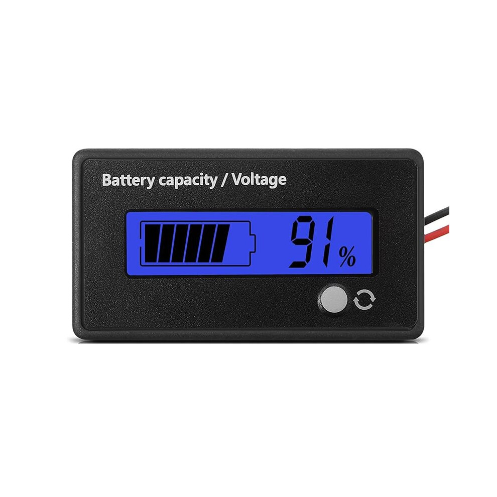 12V-72V Lead Acid Lithium Battery Capacity Voltage Meter Battery Indicator Monitors Screen Black 6031463203510