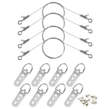 Verstelbare Ophangdraad en D-Ringen, met Kleine Clips, 8 Stuks 3-Gats D-Ringen met Schroeven, voor Spiegel/Lijst