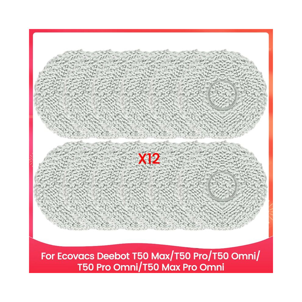 For Deebot T50 Max/T50 Pro/T50 Omni/T50 Pro Omni/T50 Max Pro Omni Spare Parts Reusable Washable Mop Pads 12Pcs 6032059916265