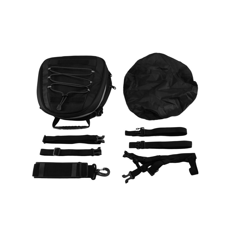 Universal Motorcycle Tail Bag Expandable 8-10L Universal Rear Luggage Storage Bag With Shoulder Straps And Rain Cover Black 4711227098935