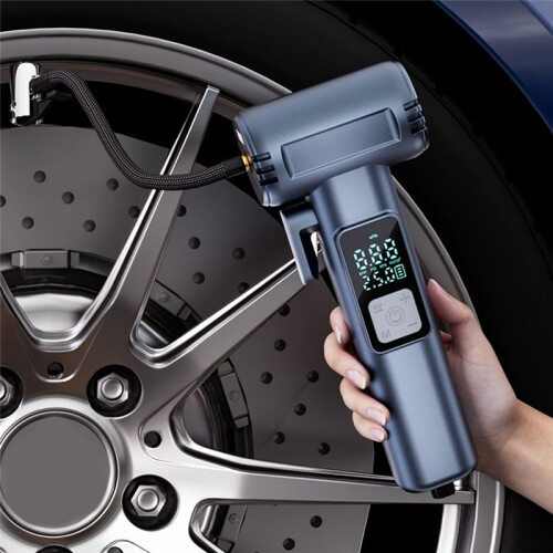 Gonfiatore Portatile per Pneumatici con Manometro Integrato e Doppia Batteria da 2000 MAh 1