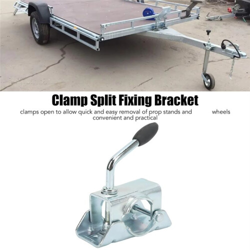 Clamp Split Fixing Bracket Trailer Jack Wheel Split Clamp Prop Stand Support Mount for 48mm/1.89in Pipe Diameter