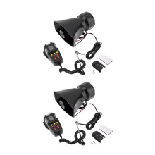 2X Universal Motorrad Auto Alarm Sound 7 Ton Horn 12V 100W Polizei Sirene Horn Lautsprecher (Schwarz)