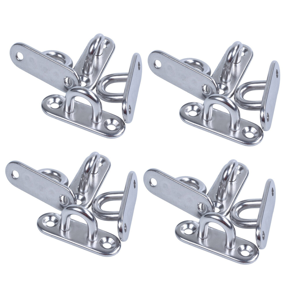 12Pcs 5Mm 304 Stainless Steel Oblong Pad Eye Plate Staple Ring Hook 6032211743968