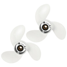 2X 6G1-45941-00-El for 6-8Hp 8 1/2 x 8 1/2 Boat Outboard Propeller White Aluminum Alloy 7 Spline Tooths
