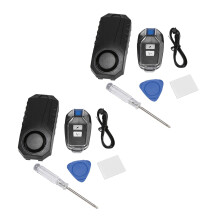 2X 113Db Super Loud Wireless Motorcycle Bicycle Alarm Security Anti-Theft Alarm with Remote Control Waterproof Black