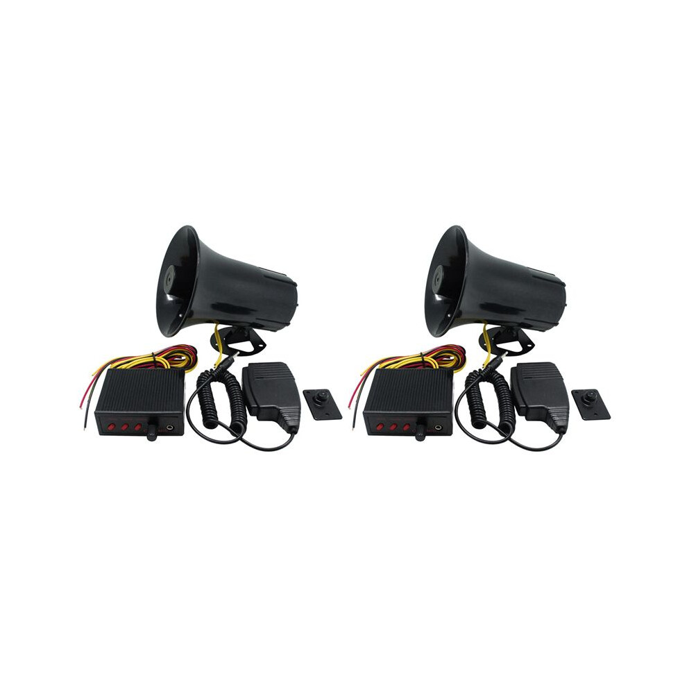 2X 12V Siren Speaker 3 Tone Sound Volume Adjustment Vehicle Horn With Mic Loudspeaker Emergency Electronic 6132728718067