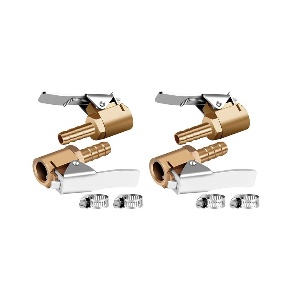 1/4Inch Brass Tire Inflator Lock Air Chuck, Air Compressor Tire Inflator Chuck Hose End For Hose Repair-4Pack 6032682021282