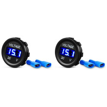 2X Voltmètre D'Affichage de Mètre de Tension Numérique de Panneau de 12V LED pour Le Camion de Moto de Véhicule de Bateau ATV UTV Bleu