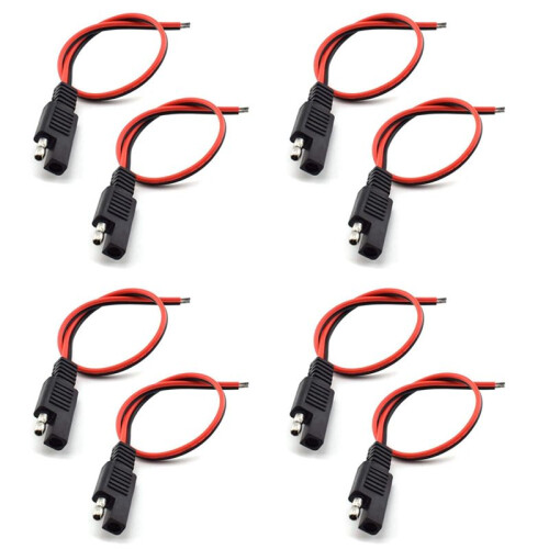 8 Pcs 18AWG SAE Extension Cable 2-Pin SAE Quick Connector Disconnect Plug 10A Solar Battery Panel SAE Plug Wire 1Ft/30cm 1