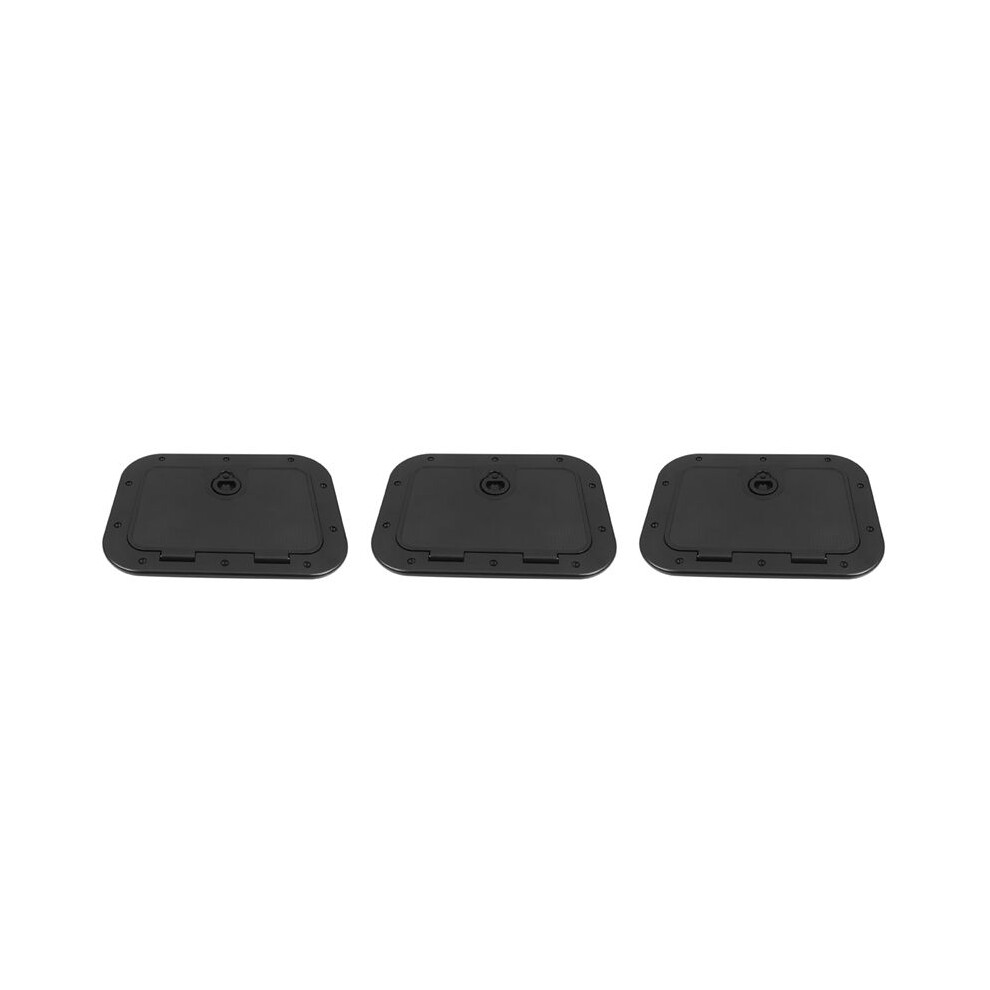 3X Marine Deck Plate Access Cover Pull Out Inspection Hatch With For Boat Kayak Canoe, 380 X 280Mm - Black 6031527388160