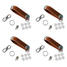 4X Fashion Car Key Pouch Bag Case Wallet Holder Chain Key Wallet Pocket Key Organizer Leather Keychain Brown