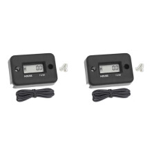 2X Waterproof LCD Display Digital Hour Meter Inductive Timer for Bike Motorcycle ATV Snowmobile Engine, Black