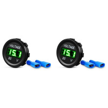 2X  12V LED-Paneel Digitale Voltage Meter Display Voltmeter voor Boot Marine Voertuig Motorfiets Vrachtwagen ATV UTV Groen