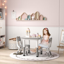 AIYAPLAY 3 Pcs Height Adjustable Kids Table and Chair Set for Playroom - Grey