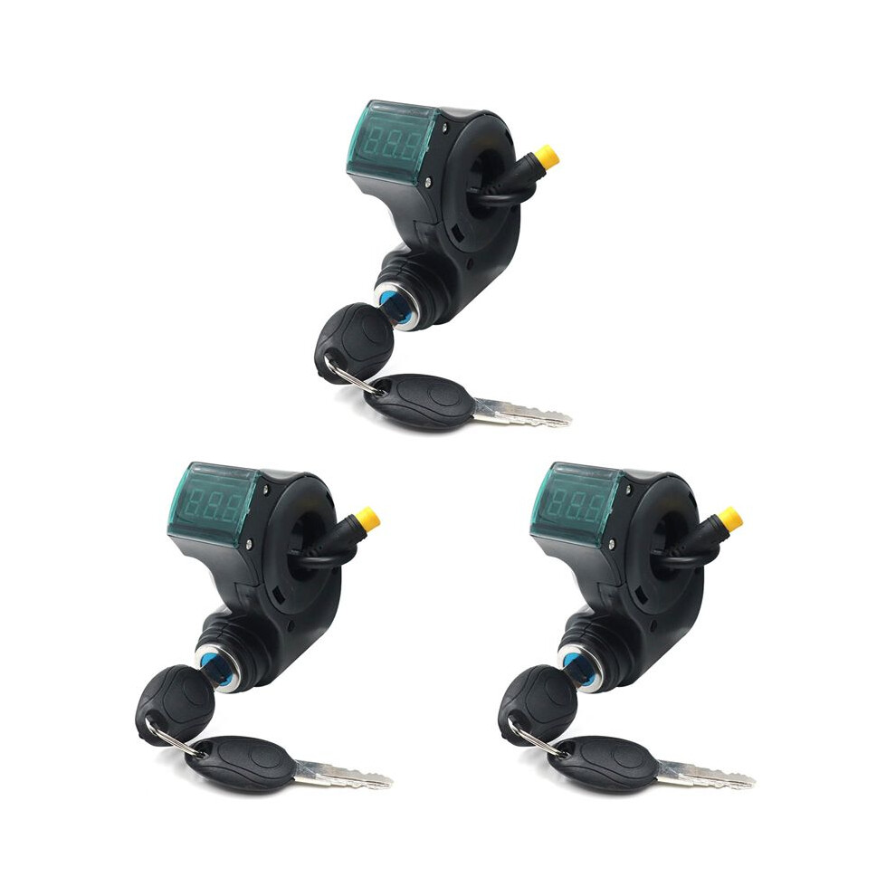3X E-Bike Lgnition Lock Key Thumb Throttle Voltmeter Digital Voltage Display 3Pin For M4 M365 6033274600557