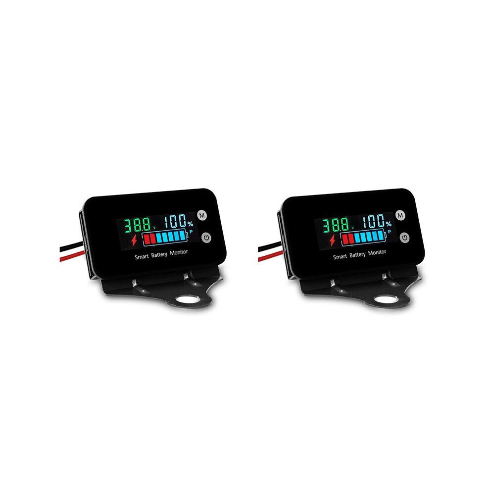 2X Ipx7 Waterproof Battery Monitor With Bracket 7-100V,Car Motorcycle Cart Battery Meter Buzzer Alarm & Temperature 6031264476991