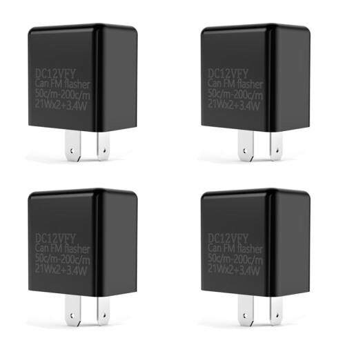 4X 2-Pin LED Flasher Relay 12V Adjustable Frequency for Motorcycle Turn Signal Fix Blinker Lights Indicator Relays