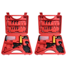 2X Manual Vacuum Pump Set Brake Fluid Discharge Tool Auto Repair Tool Aluminum Pump Pressure Vacuum Gauge Detector