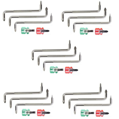 25x 5 in 1 Offset Screwdriver Z Shaped Screwdrivers Magnetic Slotted Phillips Double  Hand Tool Set