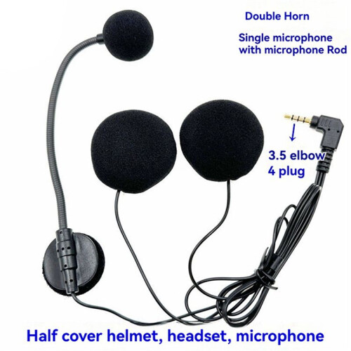 2X Motorhelmen Intercom Mic Headset 2 Luidsprekers 32Ω Microfoon voor Half-Motorhelm Elleboogplug 2