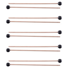 10 Piezas de Cabeza de Goma Suave Palos de Madera Manejar de Campana Mazos para Glockenspiel XilóFono Campana Negro