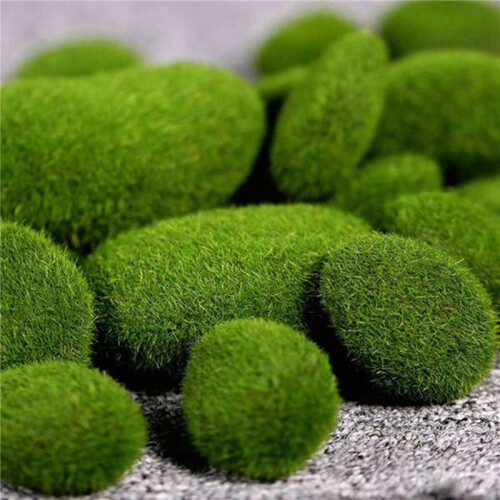 200 Pieces 2 Sizes Artificial Moss Rocks Decorative Faux Green Moss Covered Stones 1
