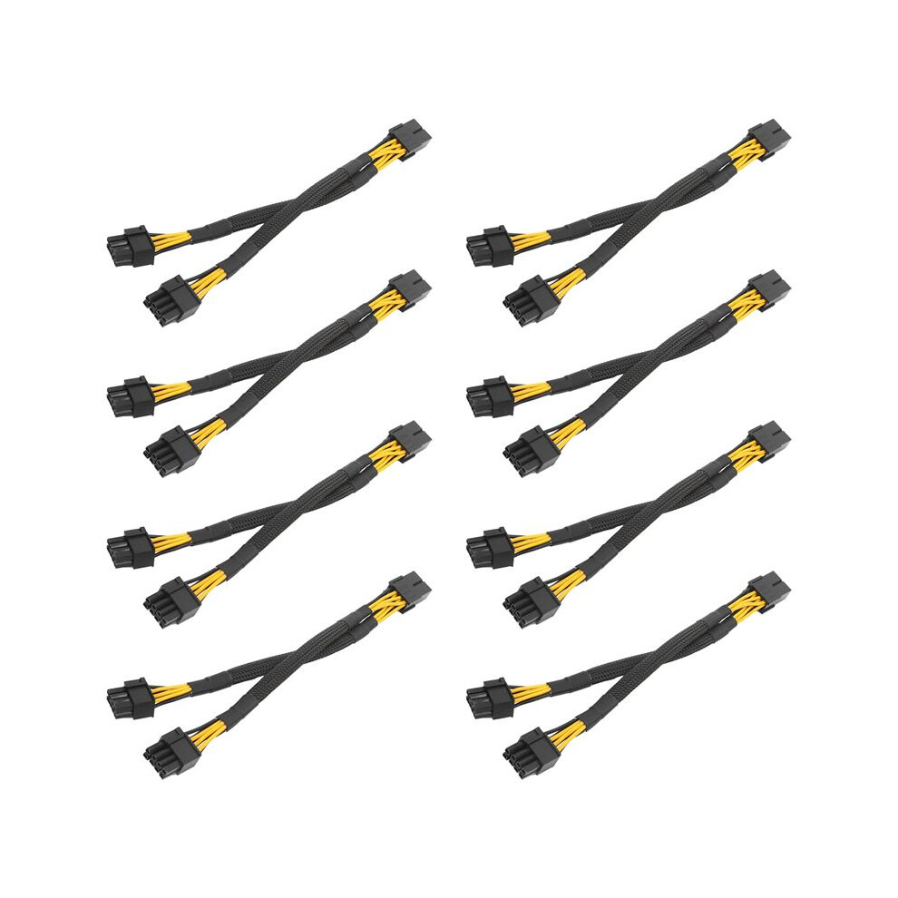8Pcs Gpu Pcie 8 Pin Female To Dual 2X 8 Pin (6+2) Male Pci Express Power Adapter Braided Y-Splitter Extension Cable,20Cm 4714075636656