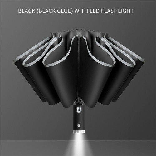 2X Automatic Reverse Umbrella Inverted Reflective Folding LED Light Safe Night Windproof Frame for Men Women Umbrellas 1