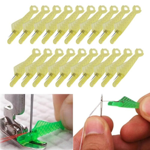 Fish Mouth Sewing Machine Needle Threader, 2024 Upgrade Automatic Sewing Needle Threader Tool,Yellow 100PCS 1