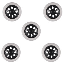 5X Schwarz & Weiss Plastikkern Schaum Raeder Rollwagen Radunteranordnung 15,8 x 3,4 cm