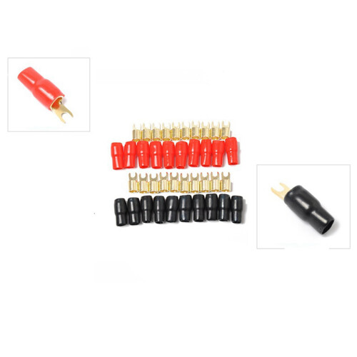 20X Terminal Spade Fork Adapter Connector Plug Crimp Barrier Spades Speaker Wire Terminal Plug-4GA 1