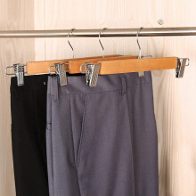 20 Pack Wooden Skirt Hangers with Adjustable Clips Non-Slip Trouser Hanger Natural Finish Lotus Wood Pants Hangers 360