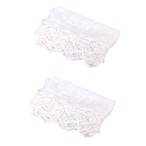 2X Women Embroidered Lace Scarf White 1