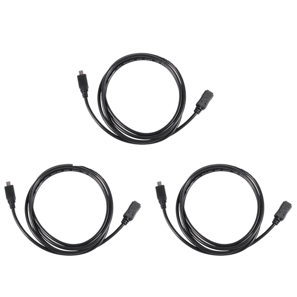 3X 1.5M Usb B 5Pin Male To Female Extension Cable Cord Adapter Black 4711228145256