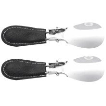 2Pcs 12x3.8cm Professional Foldable Stainless Steel Shoe Horn Long Shoespooner Spoon