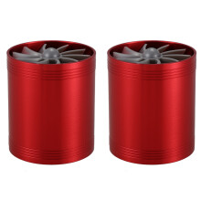 2X Double Turbine Turbo Charger Air Intake Gas Fuel Saver Fan for Car (Red)