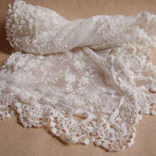 2X Women Embroidered Lace Scarf White