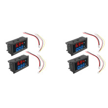 4Pcs Digital Voltmeter Ammeter  100V 10A Amp Voltage Current Meter Tester  + Red Dual LED Display Panel