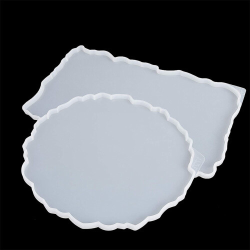 4 Pieces Tray Silicone Mold Kit Irregular Epoxy Resin Tray Molds for DIY Crafts (Rectangle+Round) 1